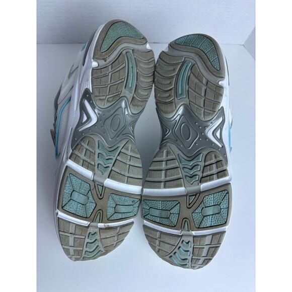 VIONIC TABI White Blue Stripes 11 Leather Orthaheel Hook and Loop Sneaker Shoes - Picture 7 of 8